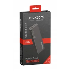 POWERBANK MAXCOM THIN 10000 MAH CZARNY – SZYBKIE ŁADOWANIE FAST CHARGE, KOMPAKTOWY I LEKKI
