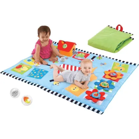 DUŻA MATA EDUKACYJNA Z DOMKIEM I PIŁECZKAMI – 3 ZABAWKI SENSORYCZNE, 110 X 140 CM, MIĘKKA I SKŁADANA YOOKIDDO 0+