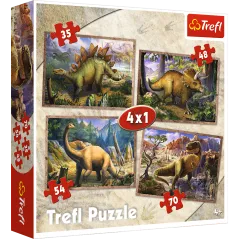 DINOZAURY PUZZLE 4W1 207 ELEMENTÓW TREFL 4+