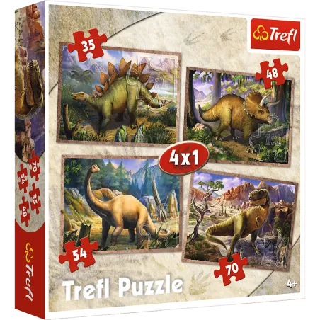 Dinozaury Puzzle 4W1 207 Elementów Trefl 4+