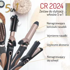ZESTAW DO STYLIZACJI WŁOSÓW 5W1 CAMRY CR 2024 – LOKÓWKI, PROSTOWNICA, FALE 3D, POWŁOKA CERAMICZNA, 1200W