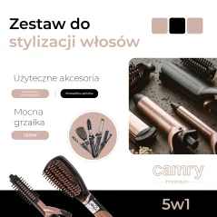 ZESTAW DO STYLIZACJI WŁOSÓW 5W1 CAMRY CR 2024 – LOKÓWKI, PROSTOWNICA, FALE 3D, POWŁOKA CERAMICZNA, 1200W