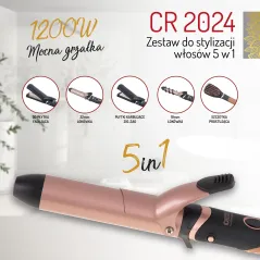 ZESTAW DO STYLIZACJI WŁOSÓW 5W1 CAMRY CR 2024 – LOKÓWKI, PROSTOWNICA, FALE 3D, POWŁOKA CERAMICZNA, 1200W
