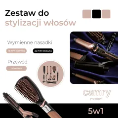 ZESTAW DO STYLIZACJI WŁOSÓW 5W1 CAMRY CR 2024 – LOKÓWKI, PROSTOWNICA, FALE 3D, POWŁOKA CERAMICZNA, 1200W