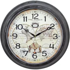 ZEGAR ŚCIENNY Z CYFERBLATEM MAPY 41 CM - Sil