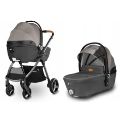 GONDOLA DO WÓZKA LIONELO GREET CARRYCOT LATTE Z FUNKCJĄ FOTELIKA – SZARA