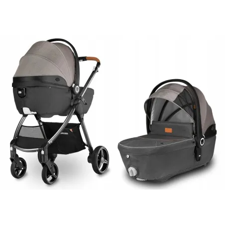 GONDOLA DO WÓZKA LIONELO GREET CARRYCOT LATTE Z FUNKCJĄ FOTELIKA – SZARA