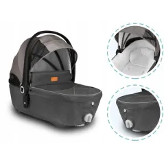 GONDOLA DO WÓZKA LIONELO GREET CARRYCOT LATTE Z FUNKCJĄ FOTELIKA – SZARA