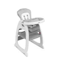 WIELOFUNKCYJNE KRZESEŁKO DO KARMIENIA 2W1 CARETERO HOMEE GREY – ZESTAW ZE STOLIKIEM 6M+