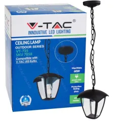 LAMPA OGRODOWA WISZĄCA LED E27 IP65 CZARNA V-TAC VT-735
