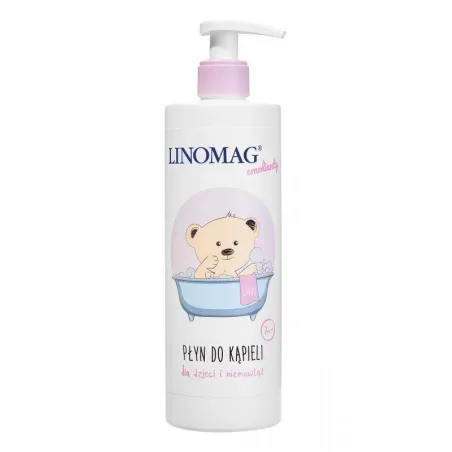 LINOMAG EMOLIENTY PŁYN DO KĄPIELI DLA NIEMOWLĄT I DZIECI 400ML – 98% SKŁADNIKÓW NATURALNYCH 7M+