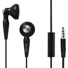 SŁUCHAWKI IN-EAR PRZEWODOWE HAMA BASIC4PHONE  - CZARNY, PRZEŁĄCZANIE MIĘDZY MUZYKĄ A POŁĄCZENIEM