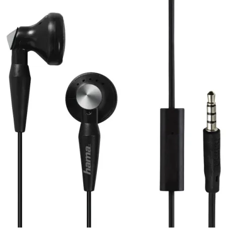 SŁUCHAWKI IN-EAR PRZEWODOWE HAMA BASIC4PHONE  - CZARNY, PRZEŁĄCZANIE MIĘDZY MUZYKĄ A POŁĄCZENIEM