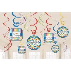 URODZINOWE ŚWIDERKI HAPPY BRITHDAY DEKORACJA WISZĄCA