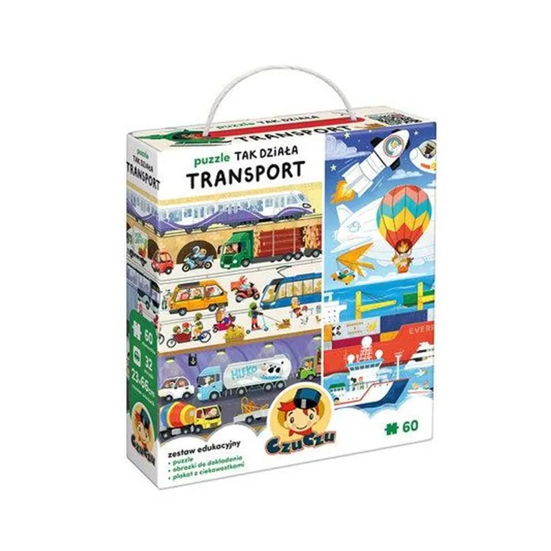 TAK DZIAŁA TRANSPORT PUZZLE 60 ELEMENTÓW CZUCZU  4+