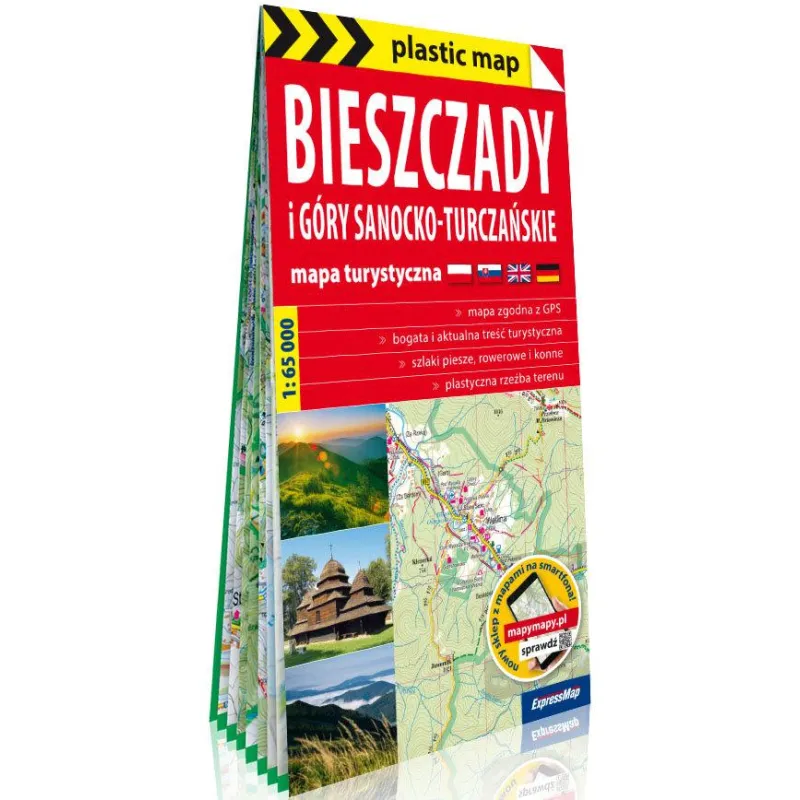 BIESZCZADY I GÓRY SANOCKO-TURCZAŃSKIE FOLIOWANA MAPA TURYSTYCZNA 1:65 000