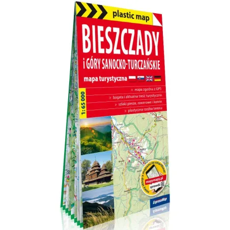 BIESZCZADY I GÓRY SANOCKO-TURCZAŃSKIE FOLIOWANA MAPA TURYSTYCZNA 1:65 000