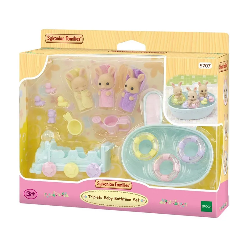 KĄPIEL TROJACZKÓW ZESTAW FIGUREK SYLVANIAN FAMILIES EPOCH 3+