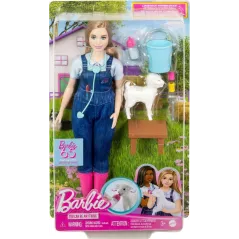 LALKA BARBIE WETERYNARKA NA FARMIE + AKCESORIA MATTEL 3+