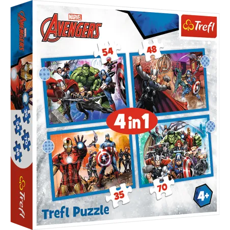ODWAŻNI AVENGERSI PUZZLE 4W1 207 ELEMENTÓW TREFL 4+