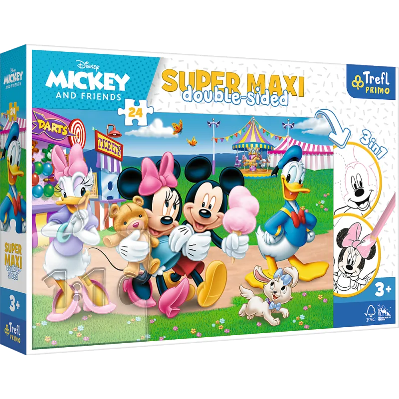 MICKEY W WESOŁYM MIASTECZKU PUZZLE SUPER MAXI 24 ELEMENTY TREFL 3+