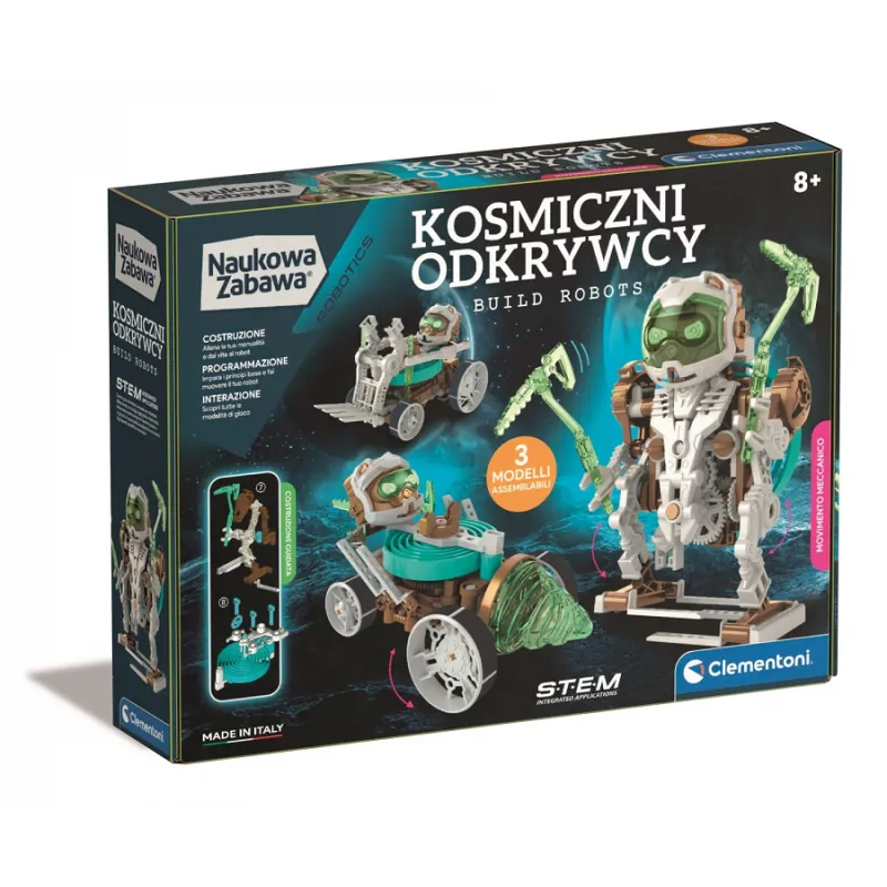 KOSMICZNI ODKRYWCY NAUKOWA ZABAWA 3W1 CLEMENTONI 9+