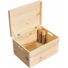 DREWNIANA SKRZYNIA POJEMNIK DO PRZECHOWYWANIA Z UCHYLONĄ POKRYWĄ 39 X 29 X 23 CM – EKOLOGICZNE DREWNO SOSNOWE FSC® KESPER