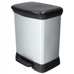 Kosz Na Śmieci Z Pedałem Curver Deco 30L – Srebrny, Metaliczny Wygląd, Higieniczny Pedał, System Antypróżniowy