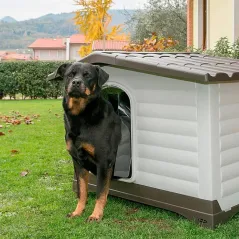 BUDA DLA PSA FERPLAST DOGVILLA 88 x 72 x 65 CM Z ŻYWICY TERMOPLASTYCZNEJ, OTWIERANY PANEL