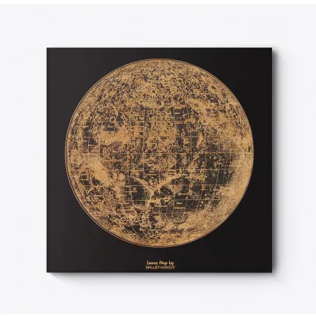 Mapa Świata Obraz Z Drewna Brzozowego Lunar Map 90 X 90 Cm Smartwood - Stylowa Dekoracja