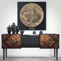 MAPA ŚWIATA OBRAZ Z DREWNA BRZOZOWEGO LUNAR MAP 90 X 90 CM SMARTWOOD - STYLOWA DEKORACJA