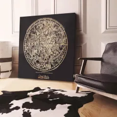 CELESTIAL ATLAS NIEBIAŃSKI ATLAS ŚWIATA – DEKORACYJNY OBRAZ Z DREWNA BRZOZOWEGO 90 X 90 CM