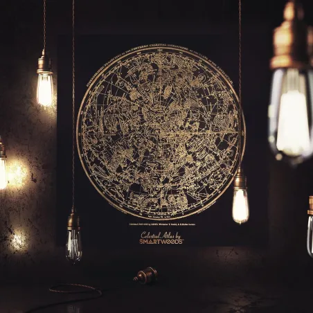 Celestial Atlas Niebiański Atlas Świata – Dekoracyjny Obraz Z Drewna Brzozowego 90 X 90 Cm