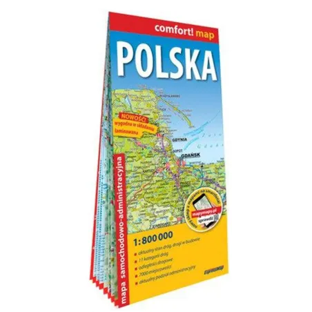 POLSKA. LAMINOWANA MAPA SAMOCHODOWO-ADMINISTRACYJNA