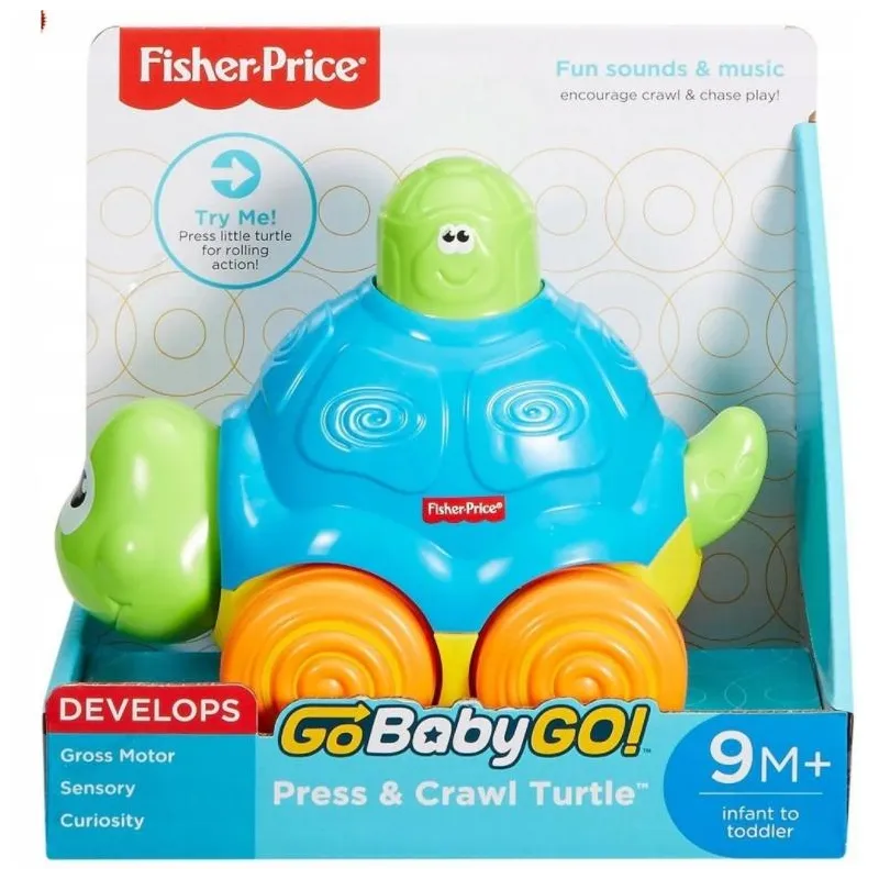 ZABAWKA DO RACZKOWANIA ODJAZDOWY ŻÓŁWIK FISHER PRICE 9M+