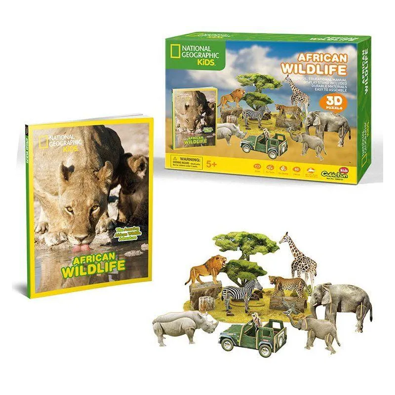 DZIKIE ZWIERZĘTA AFRYKI PUZZLE 3D NATIONAL GEOGRAPHIC KIDS DANTE 5+