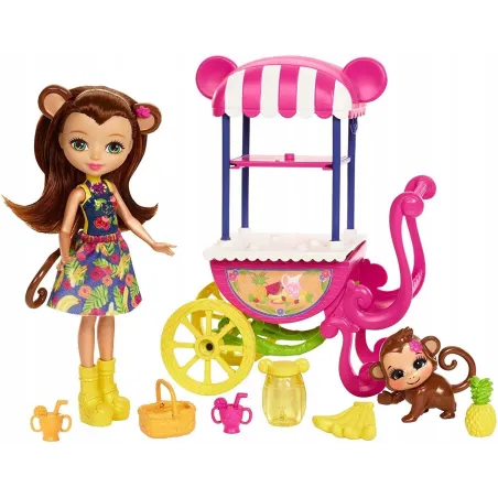 Enchantimals Lalka Małpka Z Wózkiem Z Owocami Mattel 4+