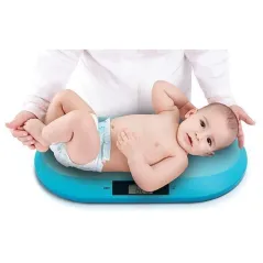 WAGA ELEKTRONICZNA DLA NIEMOWLĄT NIEBIESKA BABYONO – DO 20 KG, Z LCD I FUNKCJĄ TAROWANIA 0+