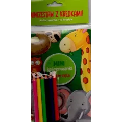 ZWIERZĘTA. MINI KOLOROWANKI. MINIZESTAW Z KREDKAMI