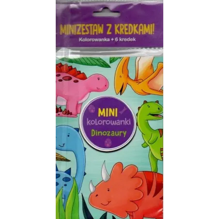 DINOZAURY. MINI KOLOROWANKI. MINIZESTAW Z KREDKAMI