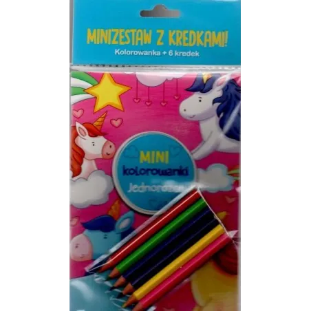 JEDNOROŻCE. MINI KOLOROWANKI. MINIZESTAW Z KREDKAMI