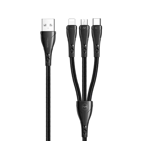Kabel 3W1 Usb-C, Micro Usb, Lightning 120Cm, 3A, Szybkie Ładowanie Quick Charge 4.0+Mcdodo Mamba Series