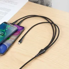 KABEL 3W1 USB-C, MICRO USB, LIGHTNING 120CM, 3A, SZYBKIE ŁADOWANIE QUICK CHARGE 4.0+MCDODO MAMBA SERIES