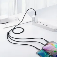 KABEL 3W1 USB-C, MICRO USB, LIGHTNING 120CM, 3A, SZYBKIE ŁADOWANIE QUICK CHARGE 4.0+MCDODO MAMBA SERIES