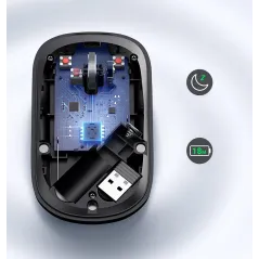BEZPRZEWODOWA MYSZ LASEROWA USB MU001, 4000 DPI, CZARNA, CICHY KLIK, ERGONOMICZNY DESIGN UGREEN