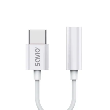 Adapter Usb-C Do Mini Jack 3,5 Mm (F) Savio Ak-51, Przetwornik Dac, 11 Cm, Kompatybilny Z Xiaomi, Huawei, Oppo
