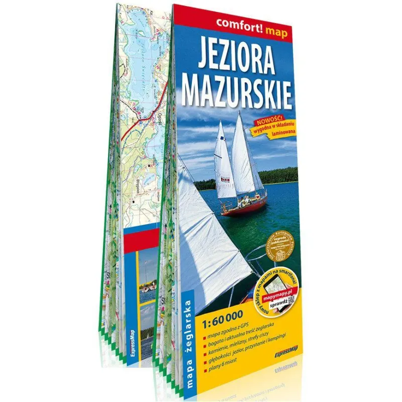 JEZIORA MAZURSKIE 2-CZĘŚCIOWA LAMINOWANA MAPA ŻEGLARSKA 1:60 000