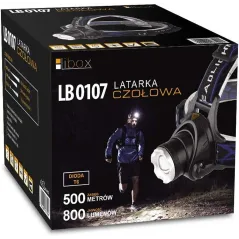 LATARKA CZOŁOWA LIBOX LB0107 COB+XML-T6 | ZOOM | 4 TRYBY | AKUMULATOR 2×18650