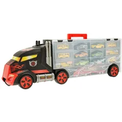 TRANSPORTER Z GARAŻEM 6 SAMOCHODZIKÓW + AKCESORIA SMIKI 3+
