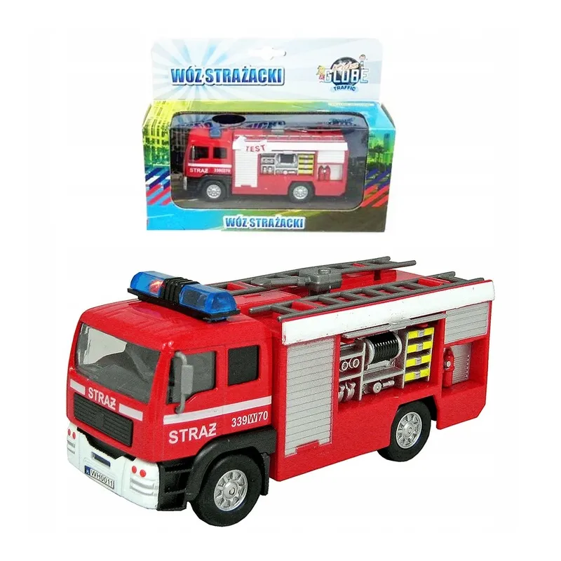 WÓZ STRAŻACKI Z DŹWIĘKIEM I ŚWIATŁEM 14CM 3+